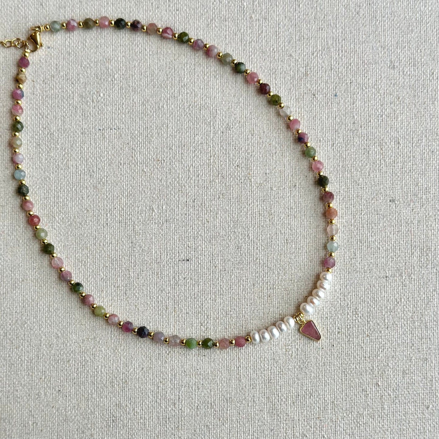 Tourmaline And Freshwater Pearl Beaded Choker Necklace