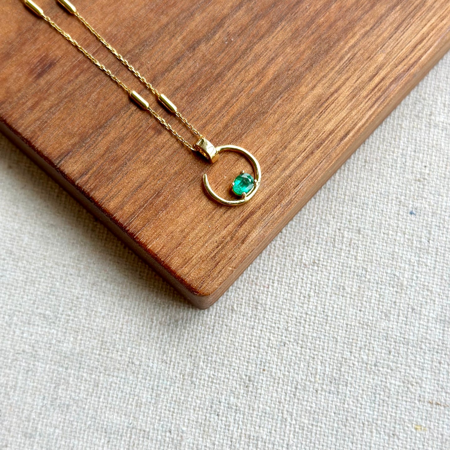 Emerald Two-way Gold-plated Sterling Silver Necklace