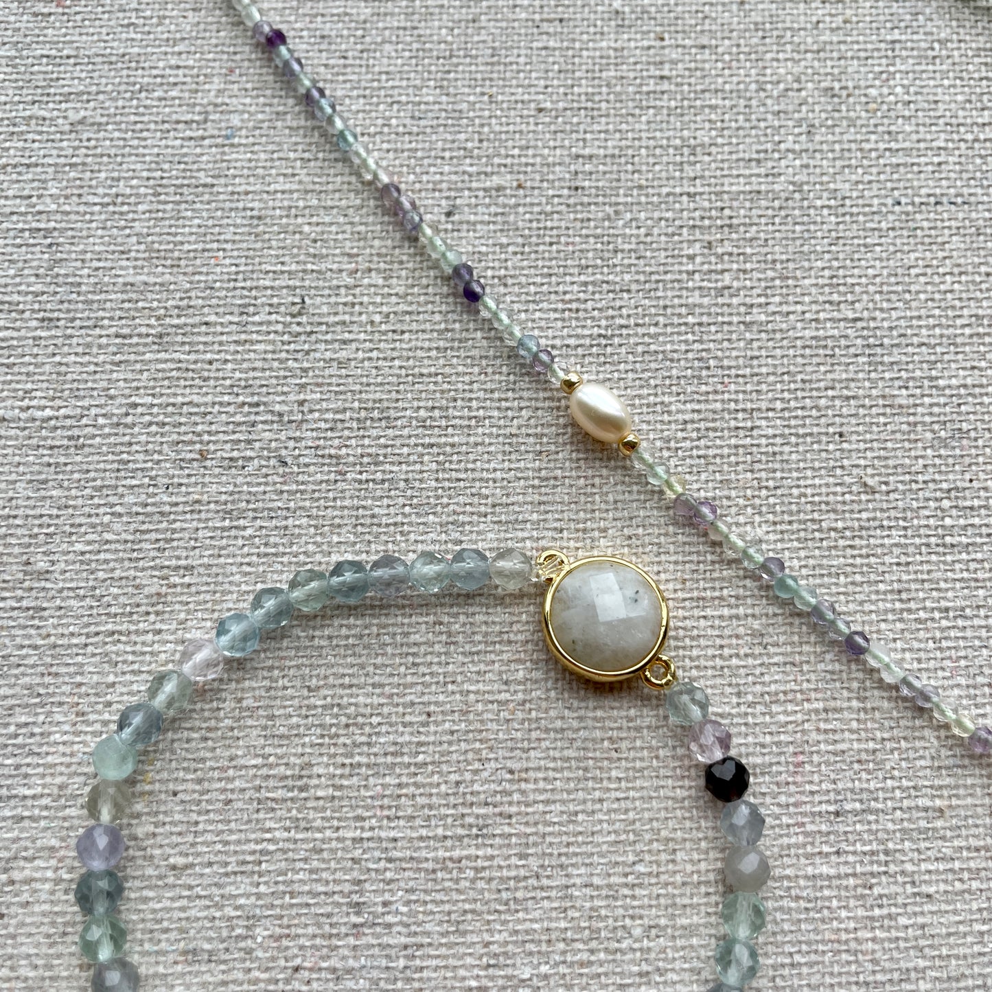 Fluorite Beads And Freshwater Pearls Hoop Toggle Necklace