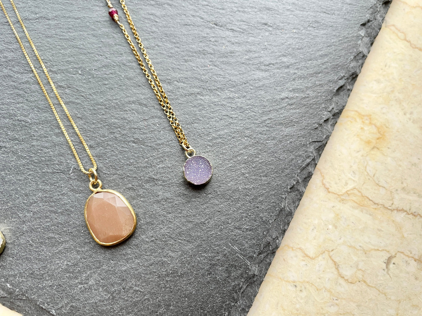 Fuchsia Druzy Stone 14k Gold-filled Necklace