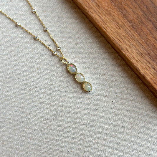 Opal Two-tone Dotty Chain Gold-plated Italian Sterling Silver Necklace