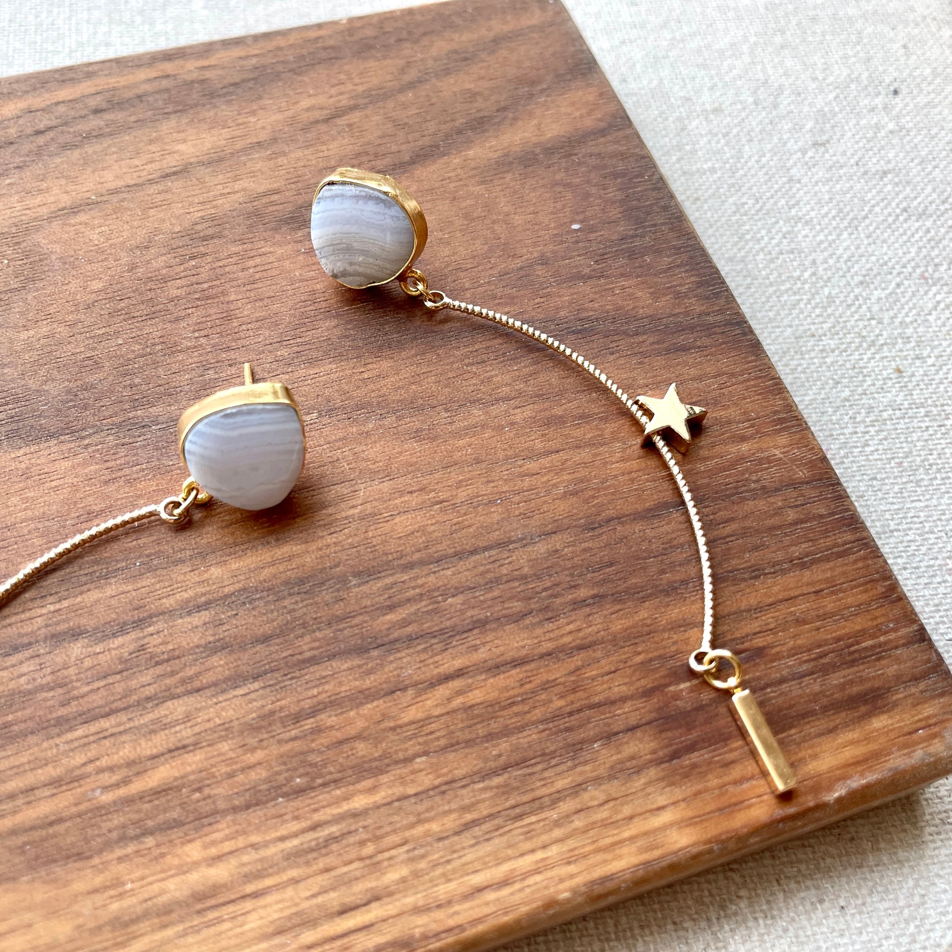 blue lace agate earring