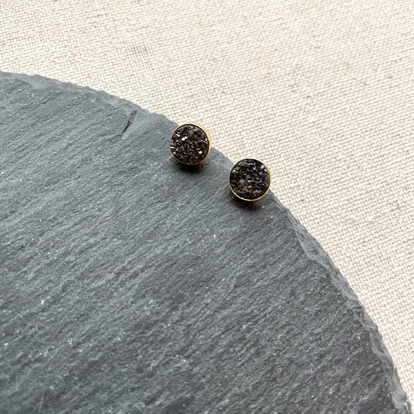 Black Druzy Stone And Moonstone Two-way Earring