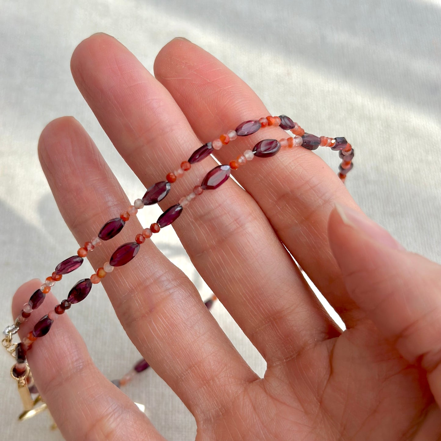 Garnet And Carnelian Beaded Necklace