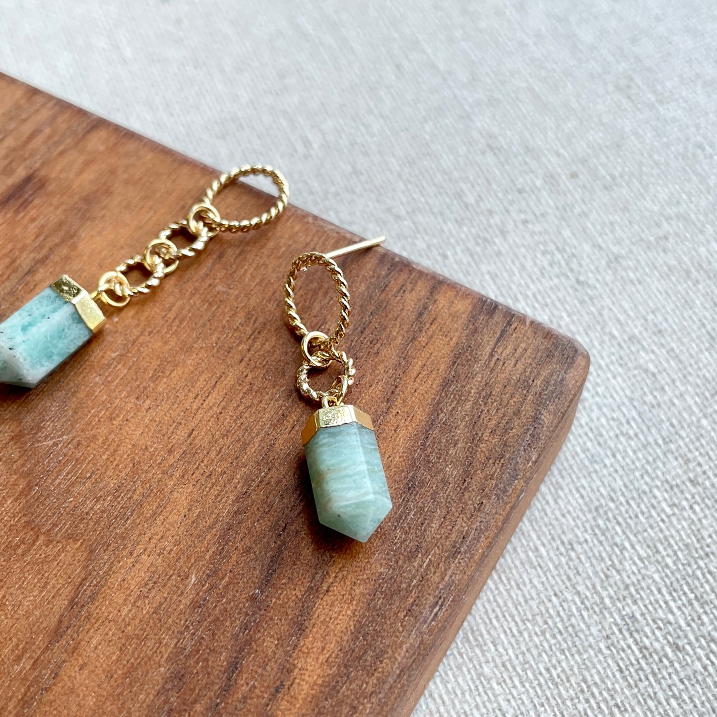 Amazonite Twisted Gold-plated Earring