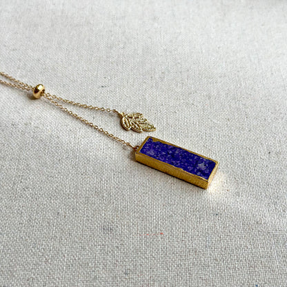 Jasper Stone And Leaves Adjustable Long Gold-plated Necklace