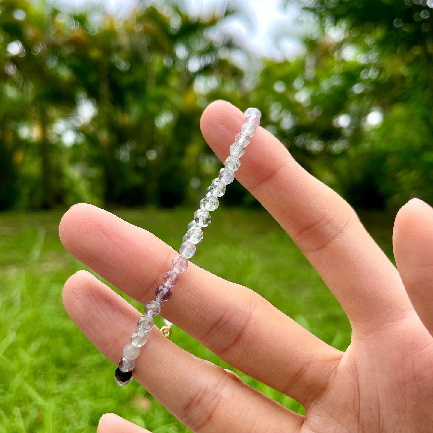 Moonstone And Fluorite Beaded Bracelet