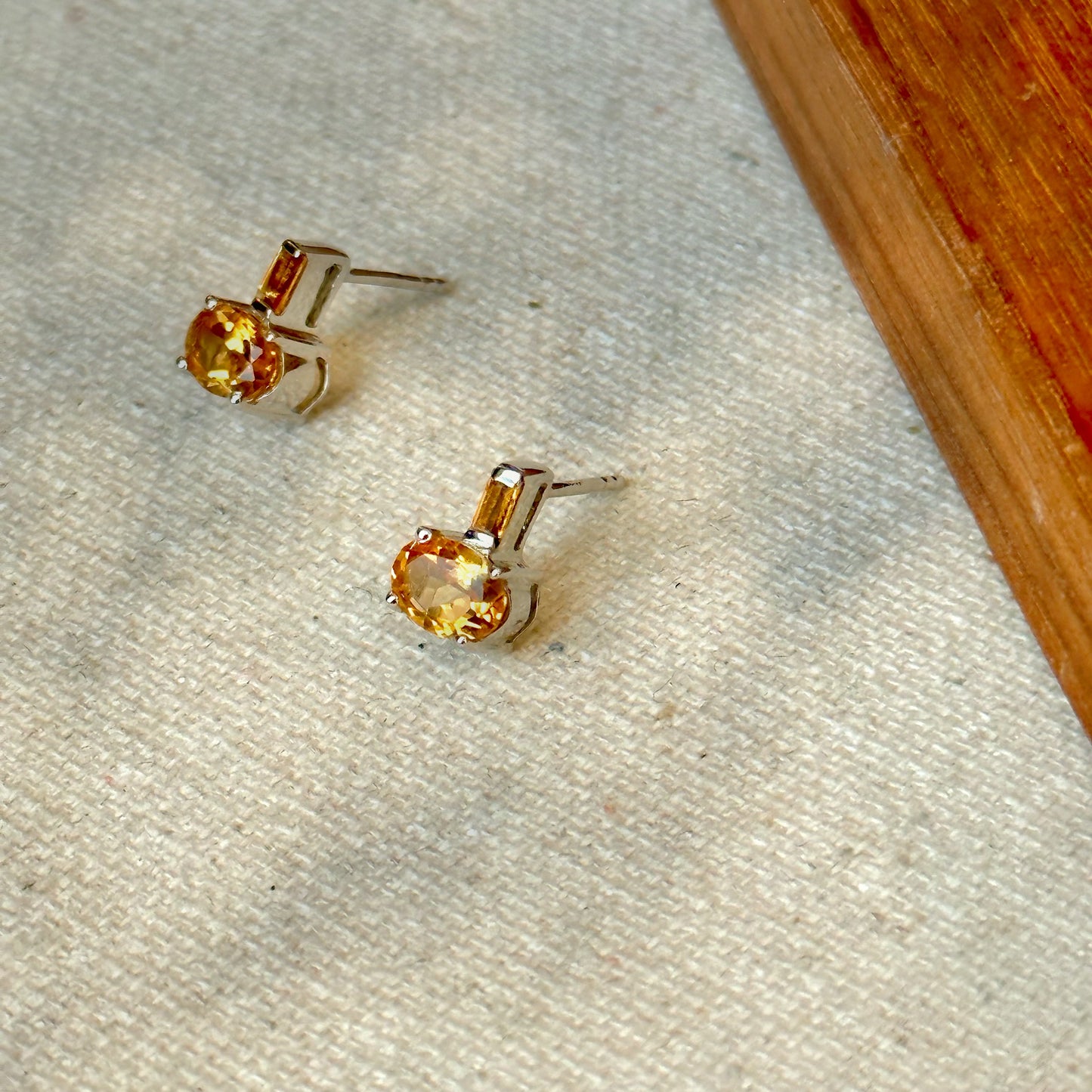 Citrine Sterling Silver Ear Stud