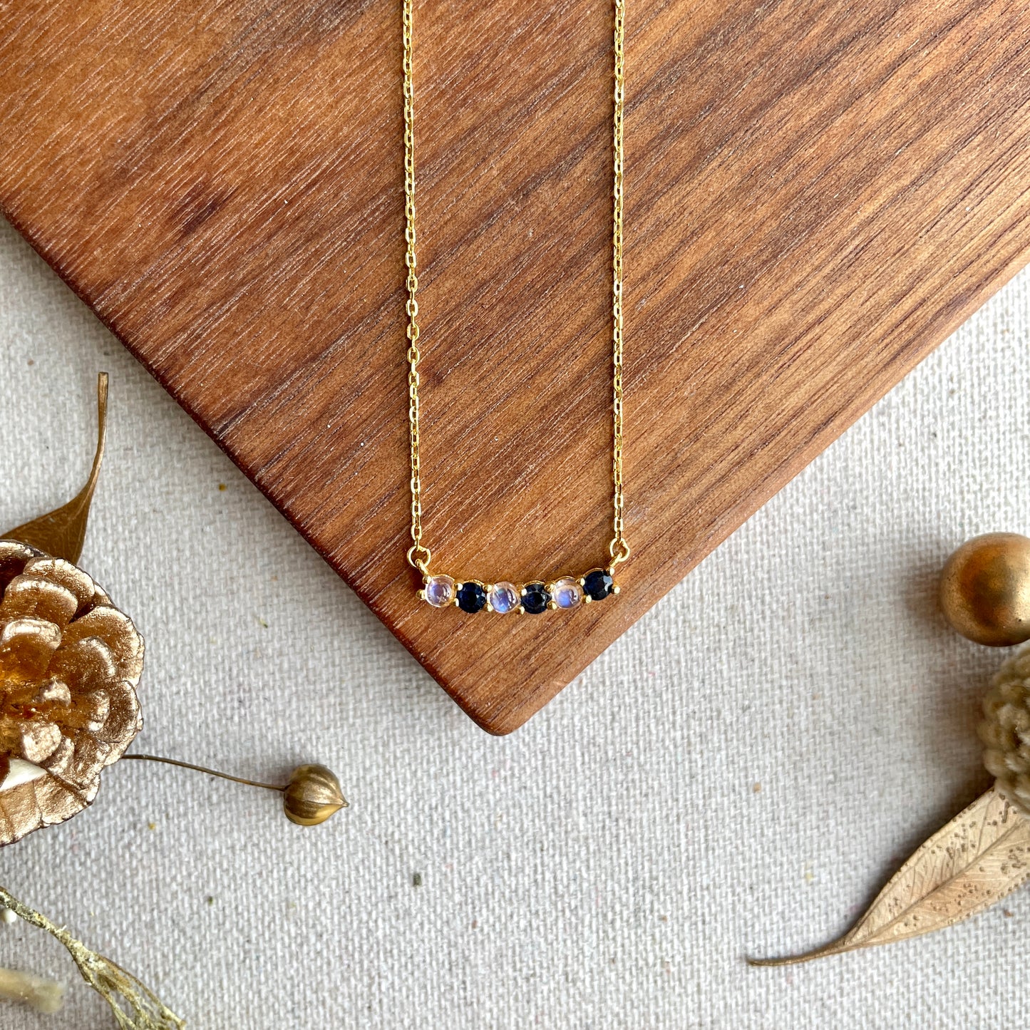 Sapphire And Moonstone Gold-plated Necklace