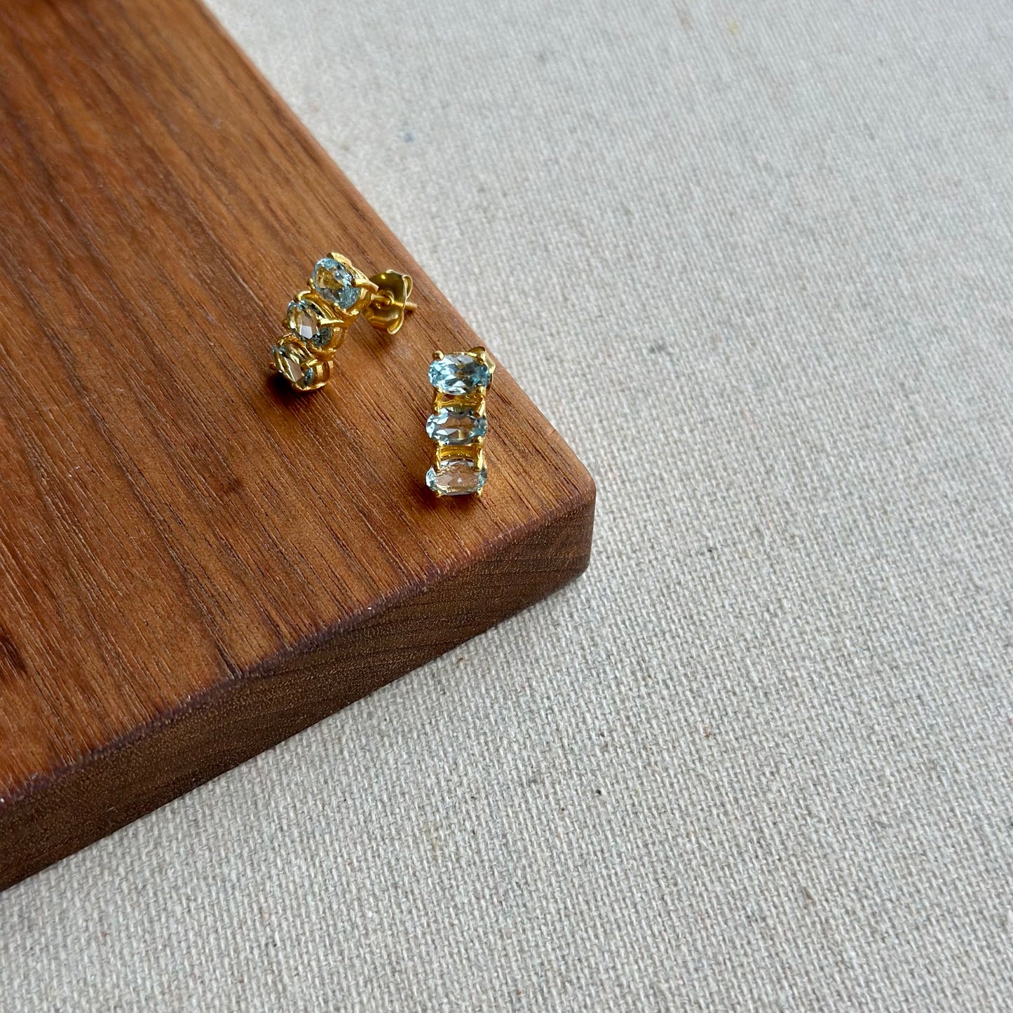 Three Topaz Gold-plated Sterling Silver Ear Stud