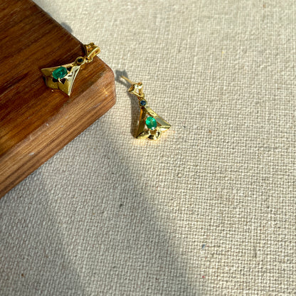 Emerald And Sapphire The Triangle Gold-plated Sterling Earring