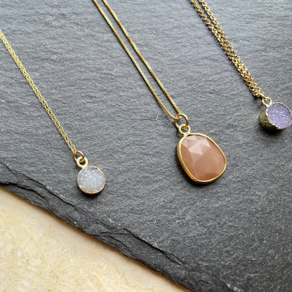 White Druzy Stone 14k Gold-filled Necklace