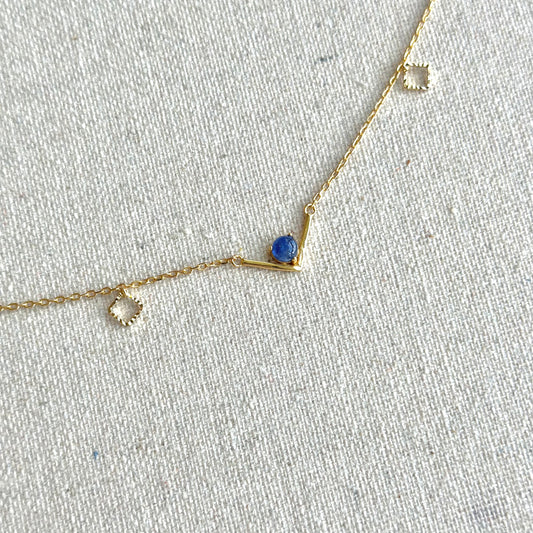 Sapphire V-shaped Gold-plated Sterling Silver Necklace