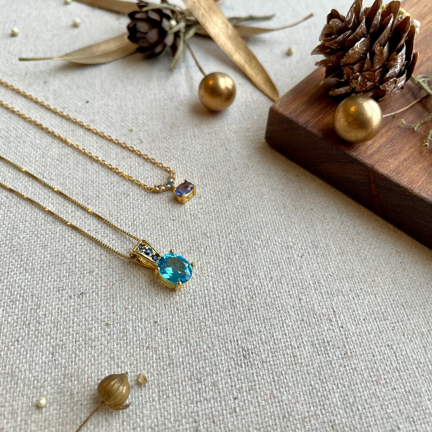 Topaz And Sapphire Gold-plated Necklace