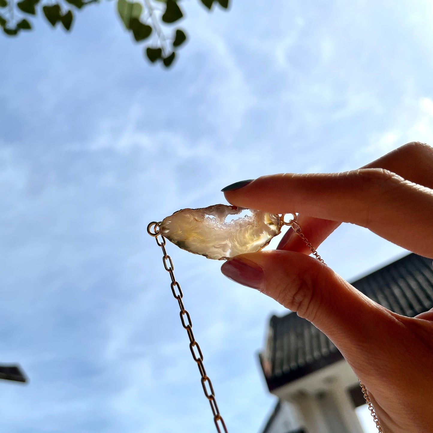 Agate Asymmetric Gold-plated Necklace