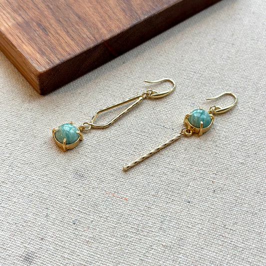 Amazonite Asymmetric Gold-plated Earring