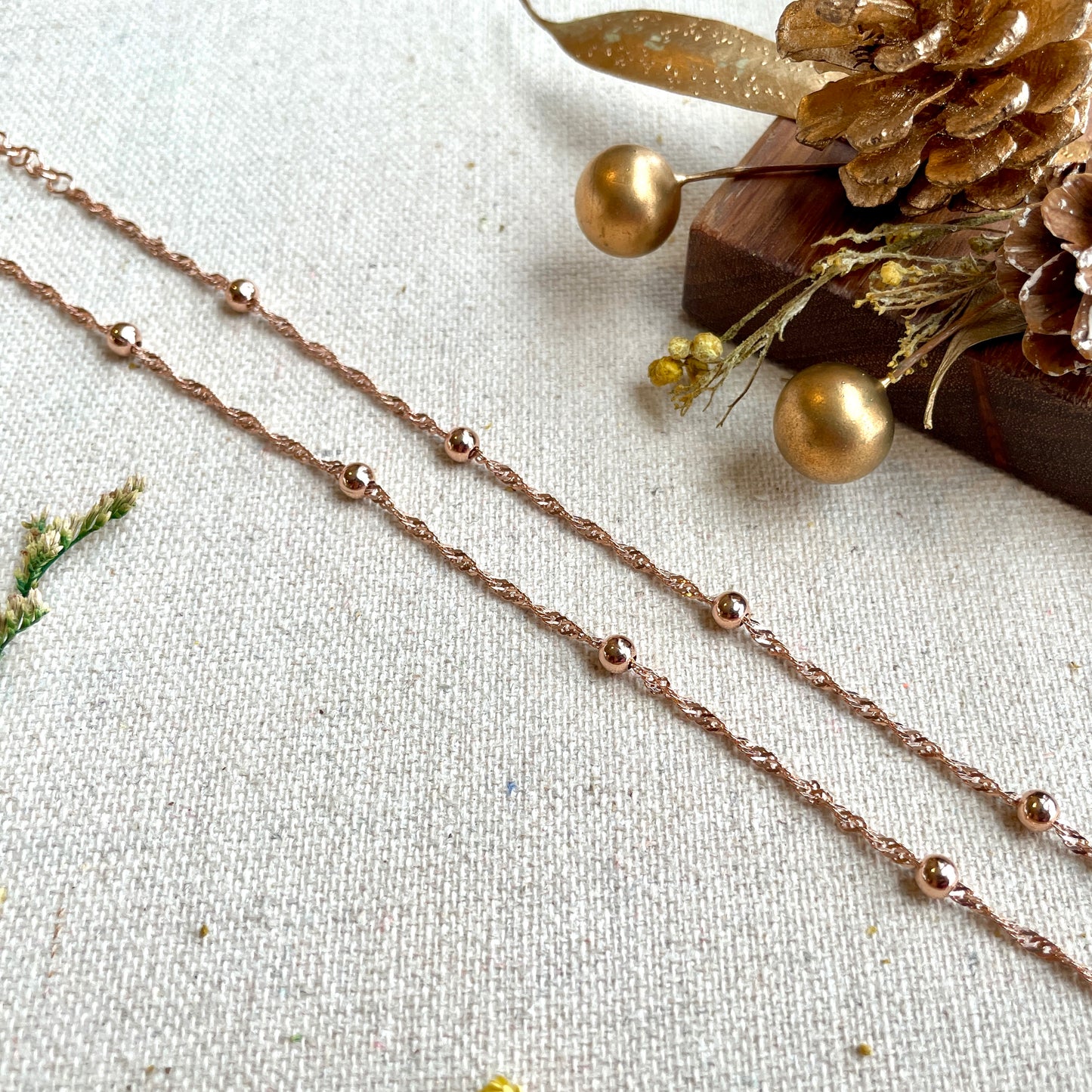 Rose Gold-plated Italian Sterling Silver Dotty Mixed Chain Choker Necklace