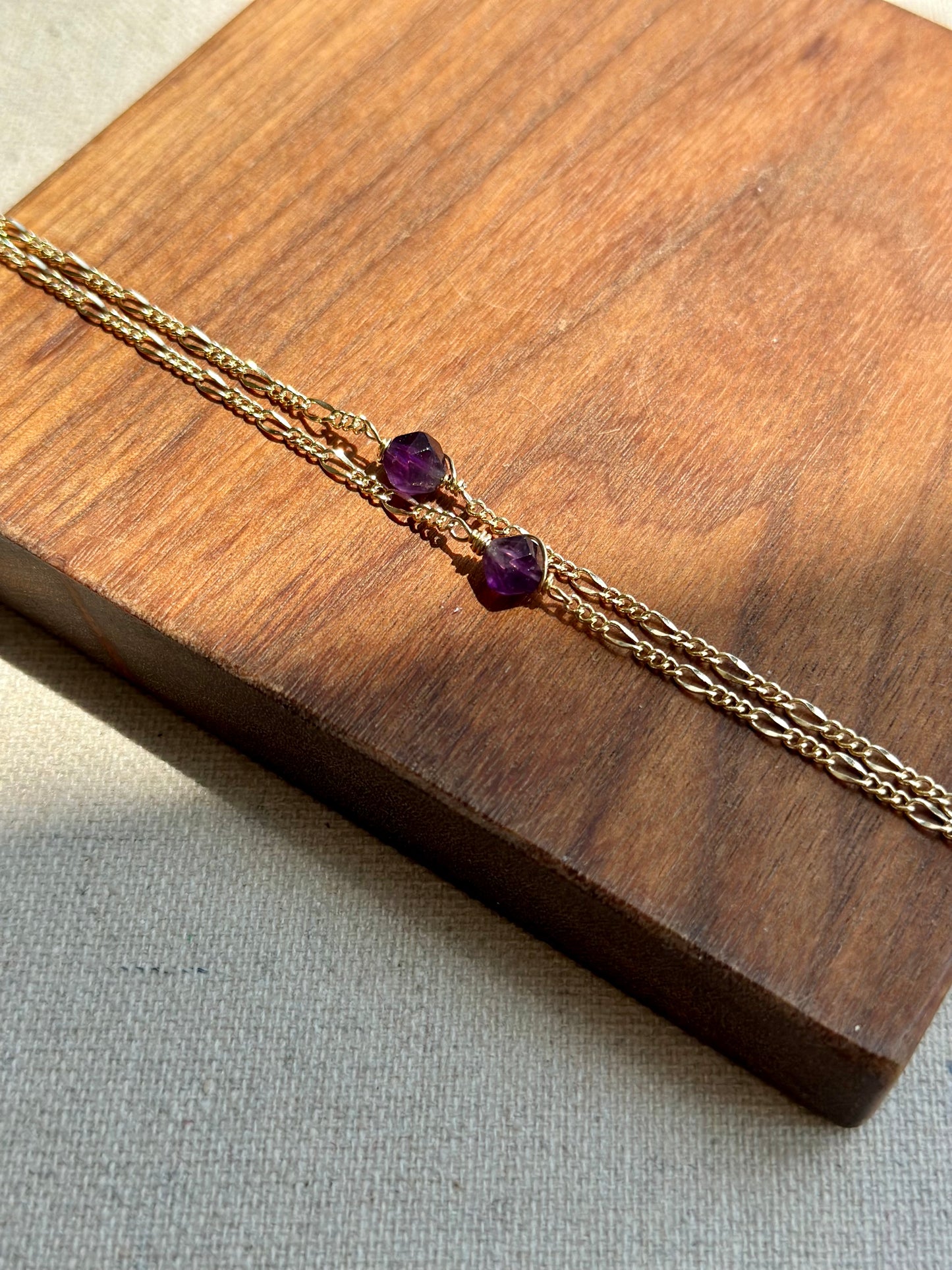 Super Seven And Amethyst Long Gold-plated Necklace