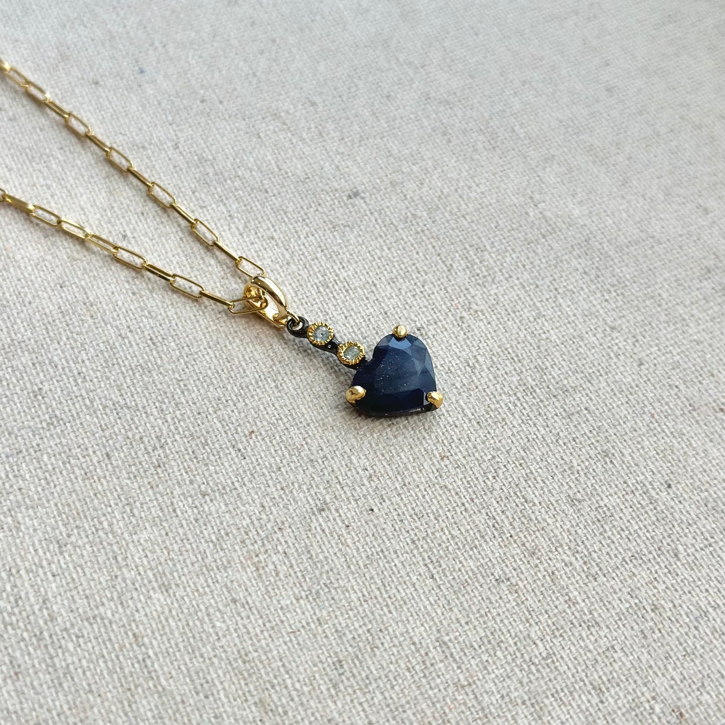 Sapphire Heart And Topaz Gold-plated Italian Sterling Silver Necklace