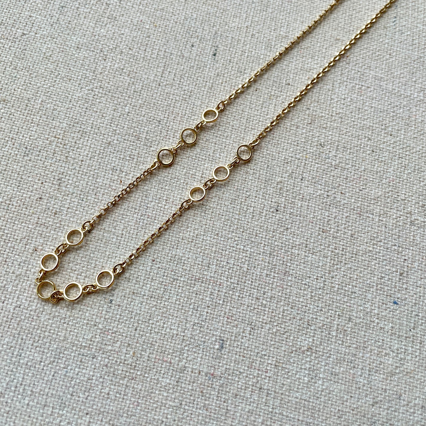 Gold-plated Italian Sterling Silver Mixed Circle Necklace