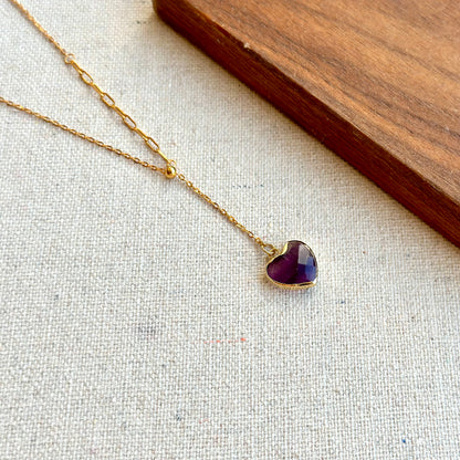 Fluorite Heart-shaped Y-shaped Gold-plated Sterling Silver Necklace