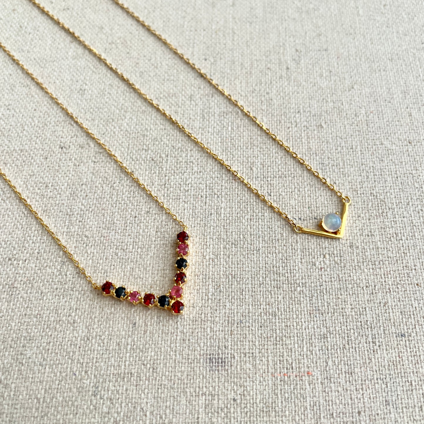 Opal V-shaped Gold-plated Necklace