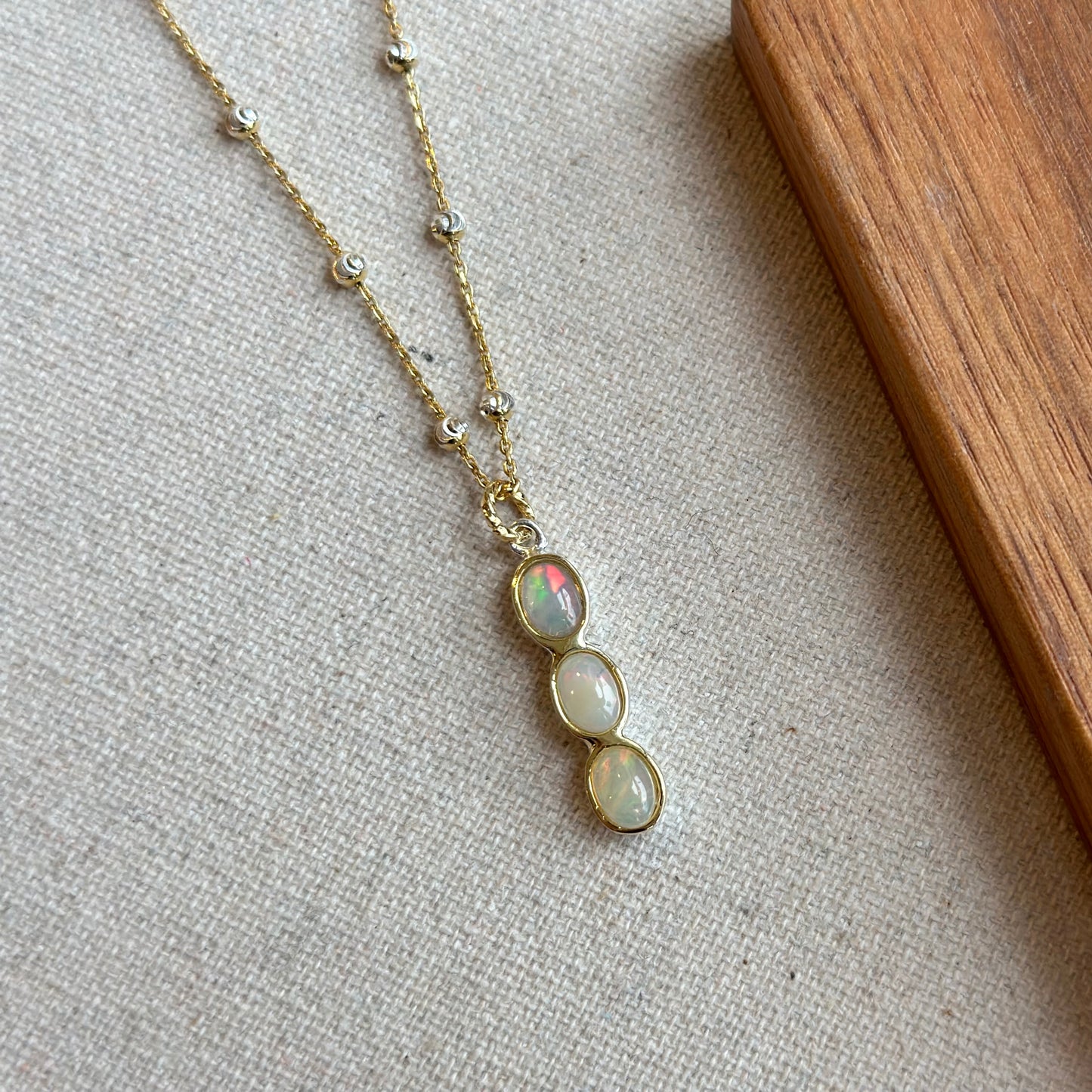 Opal Two-tone Dotty Chain Gold-plated Italian Sterling Silver Necklace