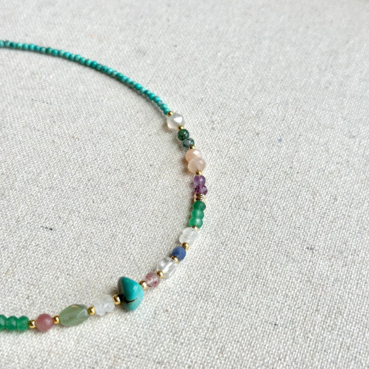 Turquoise Mixed Stone Beaded Choker Necklace