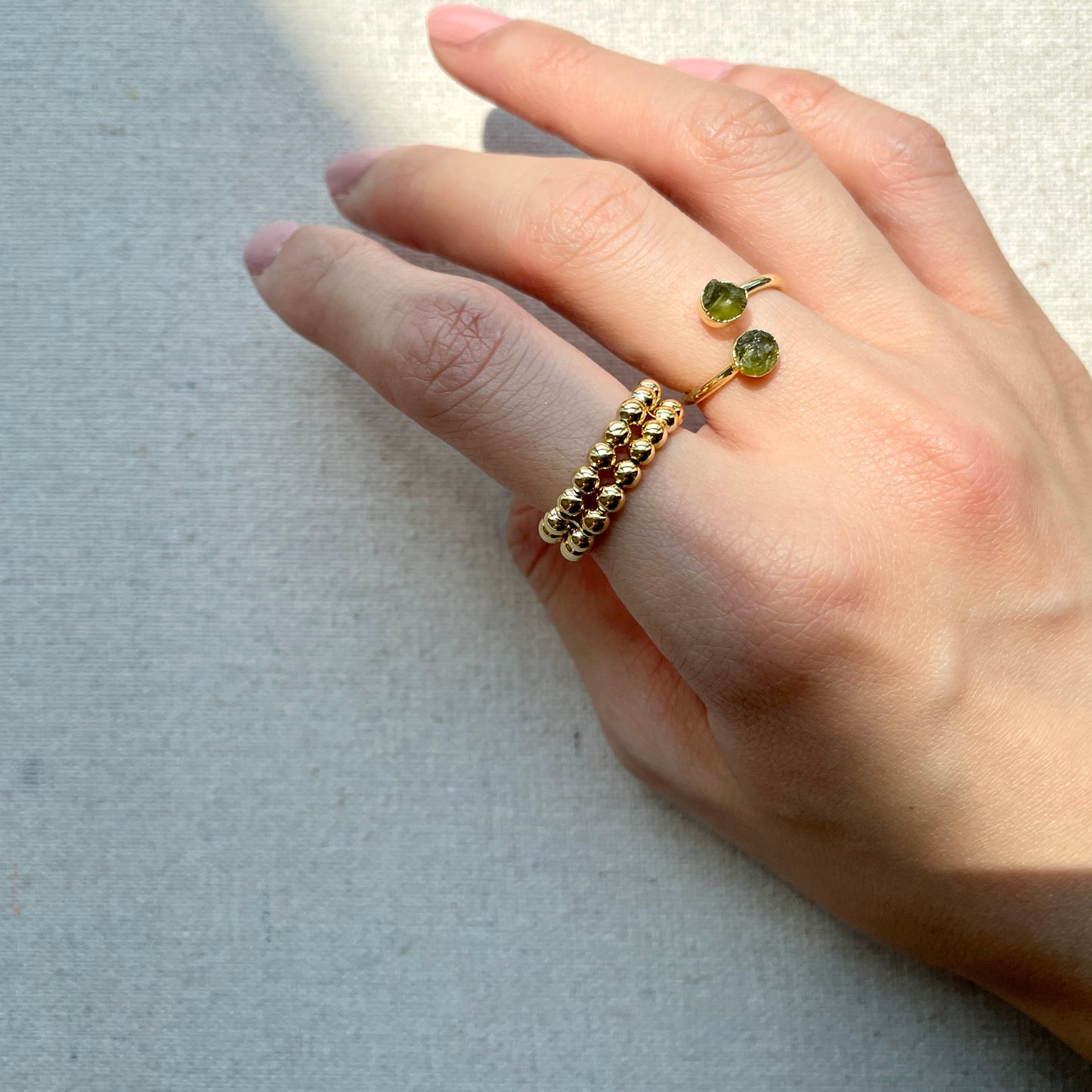 Gold-plated Italian Sterling Silver Bead Stretched Ring