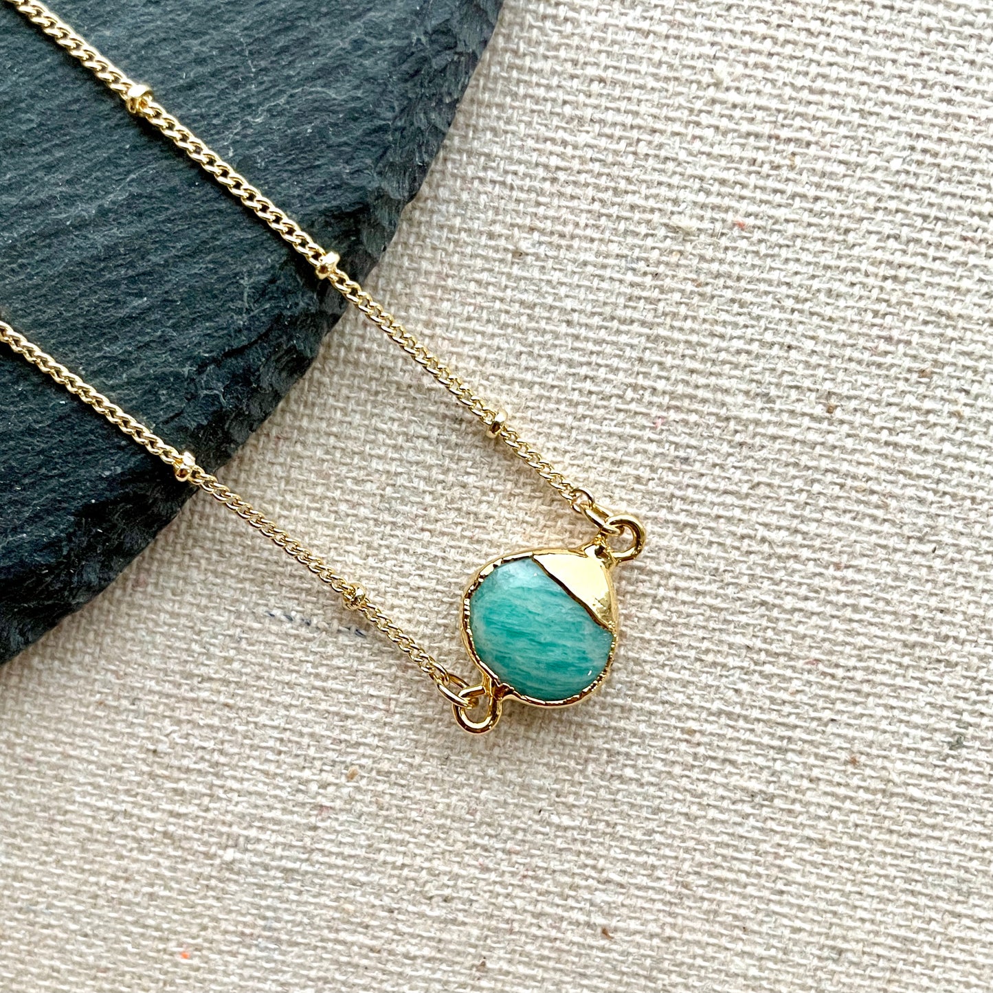 Amazonite Dotty Chain Gold-plated Necklace