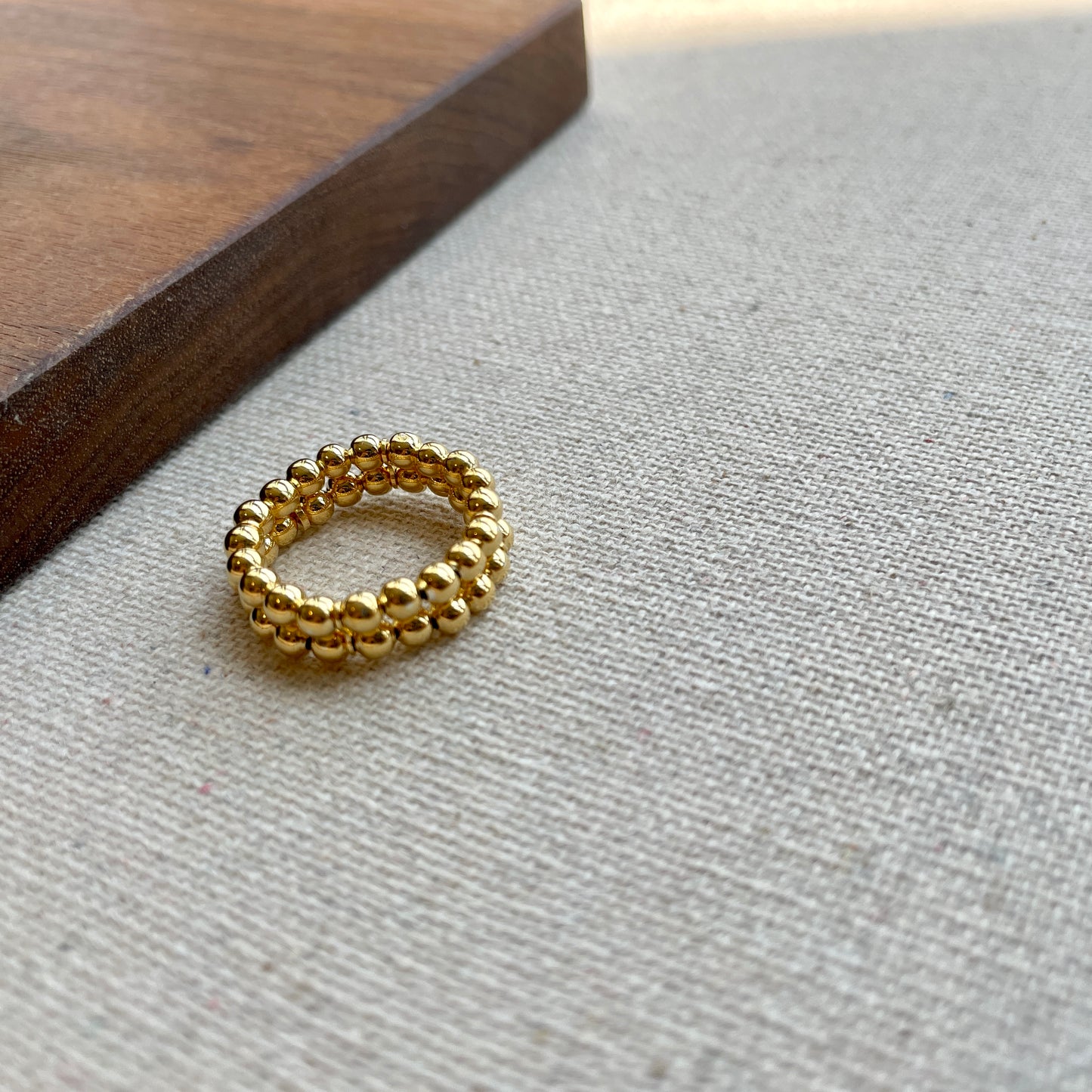 Gold-plated Italian Sterling Silver Bead Stretched Ring