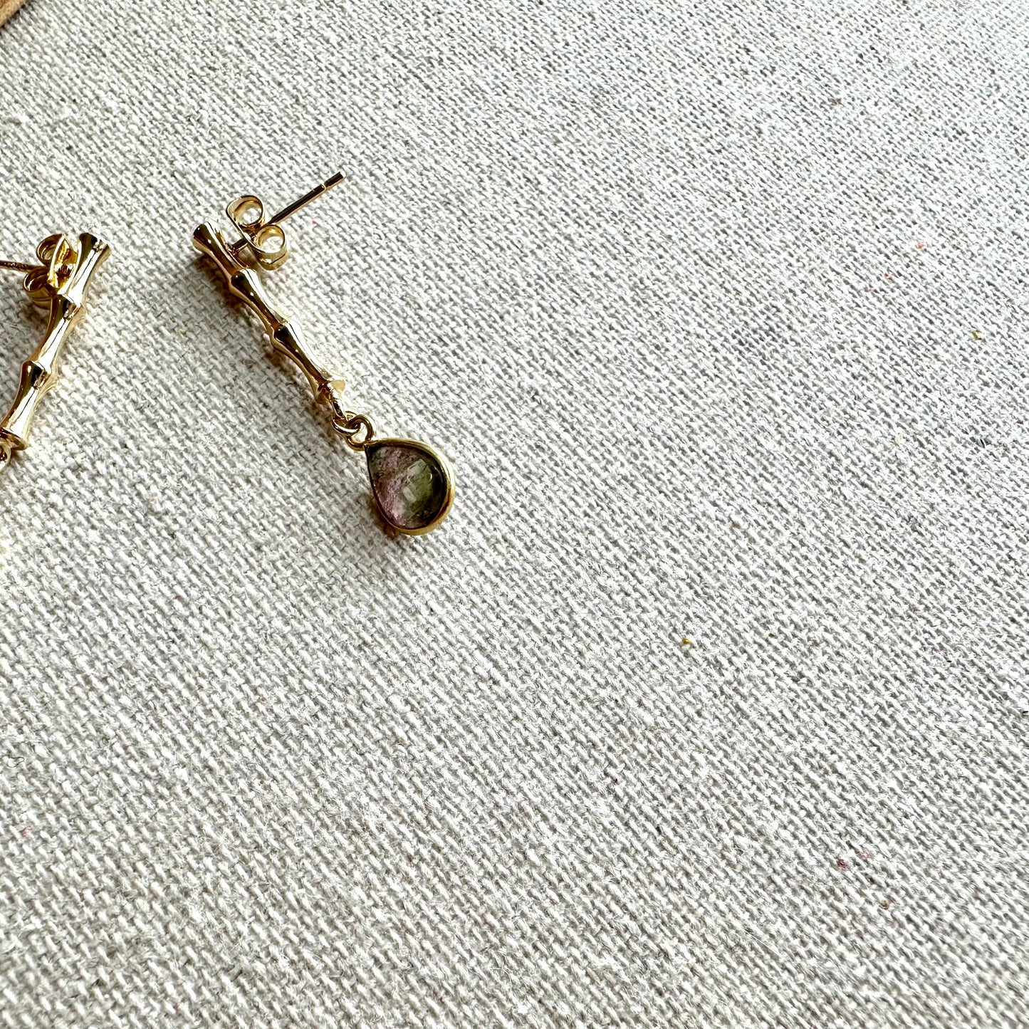 Watermelon Tourmaline Drop Gold-plated Earring