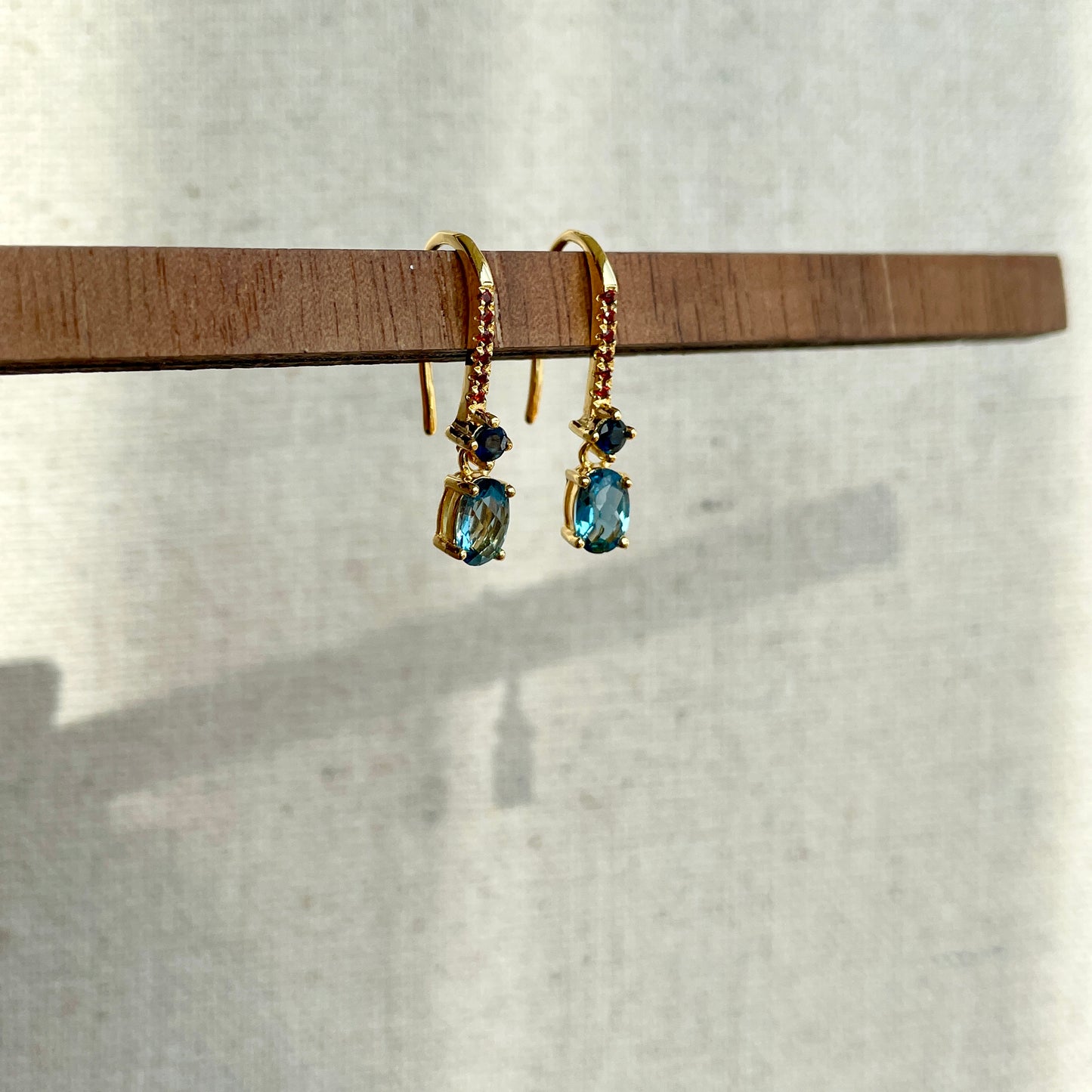 Topaz With Sapphire And Garnet Gold-plated Sterling Earring