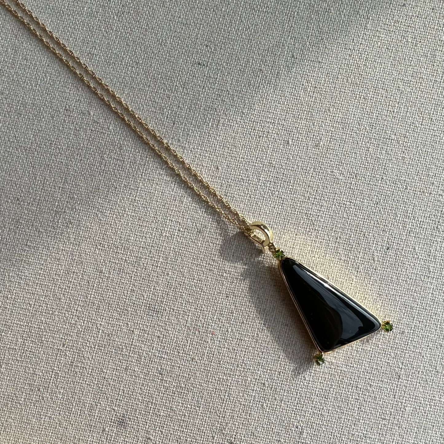 Black Agate And Diopside Long Gold-plated Necklace