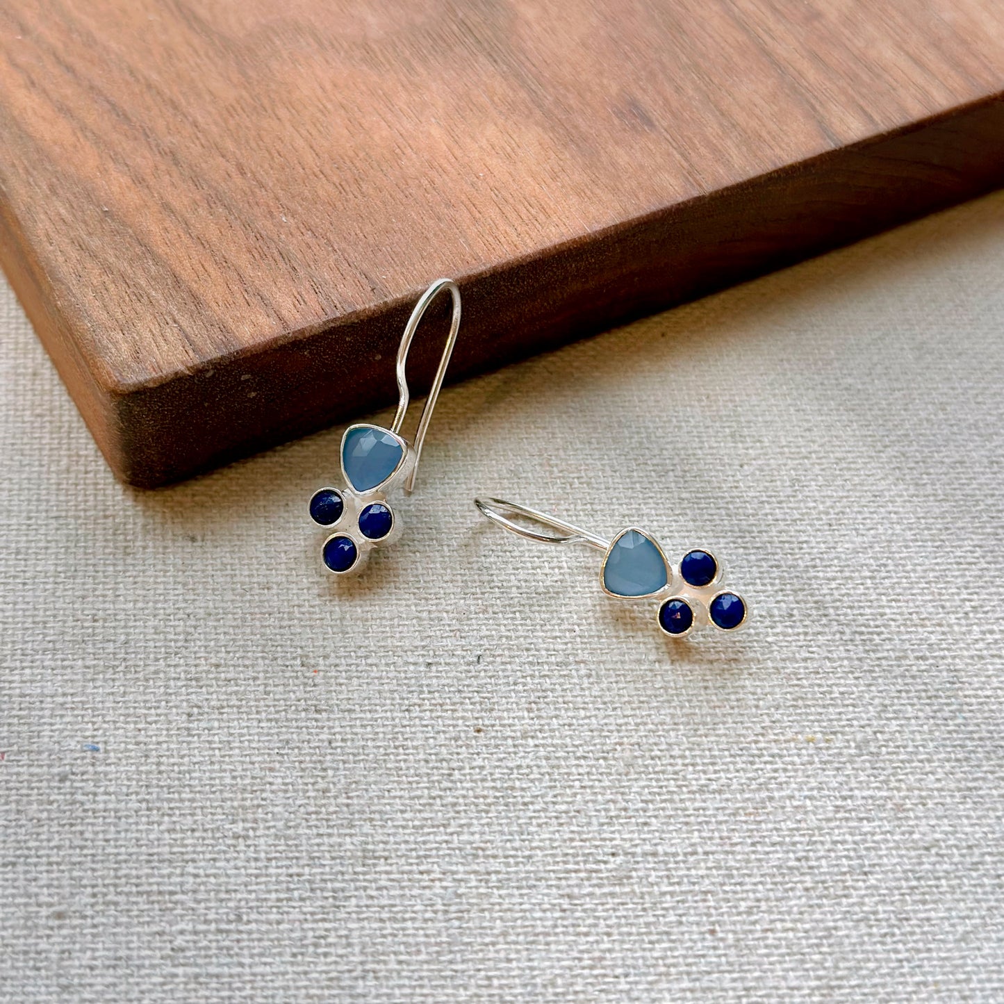 Lapis And Blue Chalcedony Sterling Silver Earring