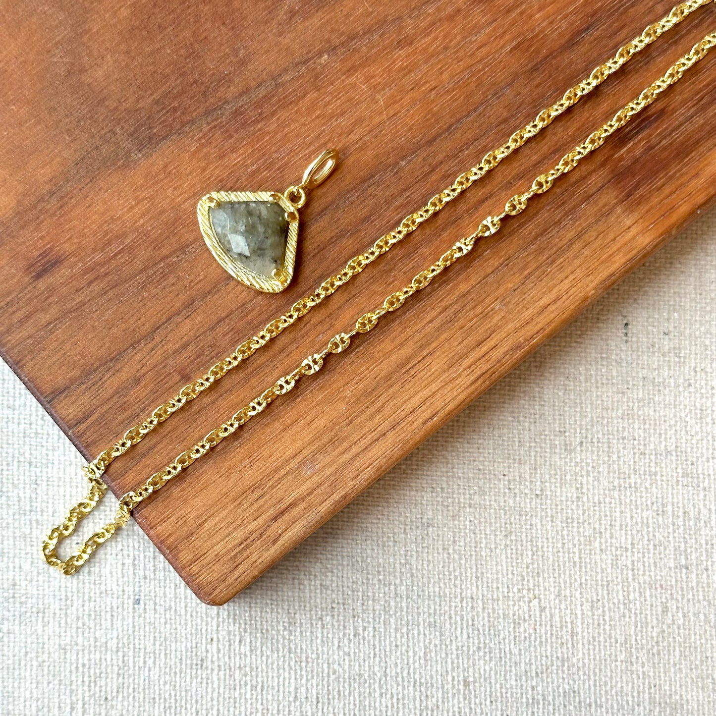 Labradorite Mariner Chain Gold-plated Italian Sterling Silver Necklace