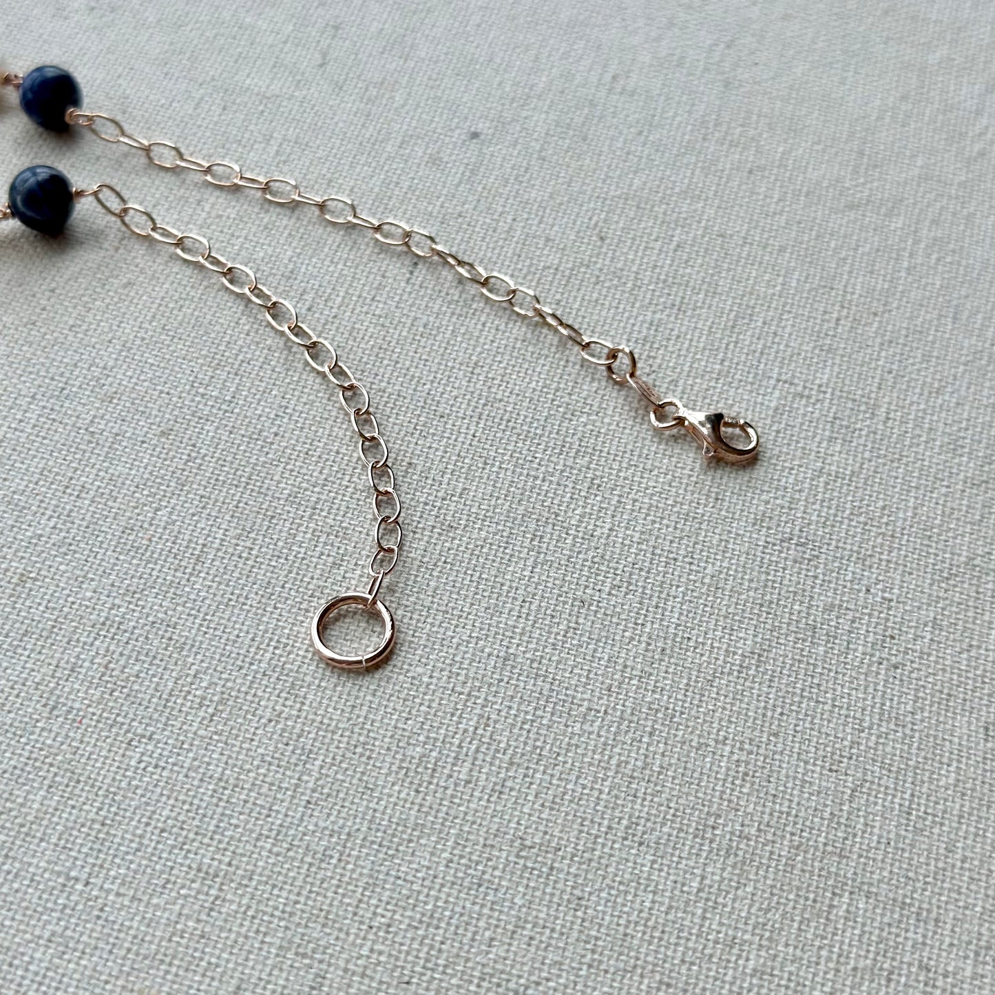 Sodalite And Freshwater Pearl Beaded Rose Gold-plated Italian Sterling Silver Chain Necklace