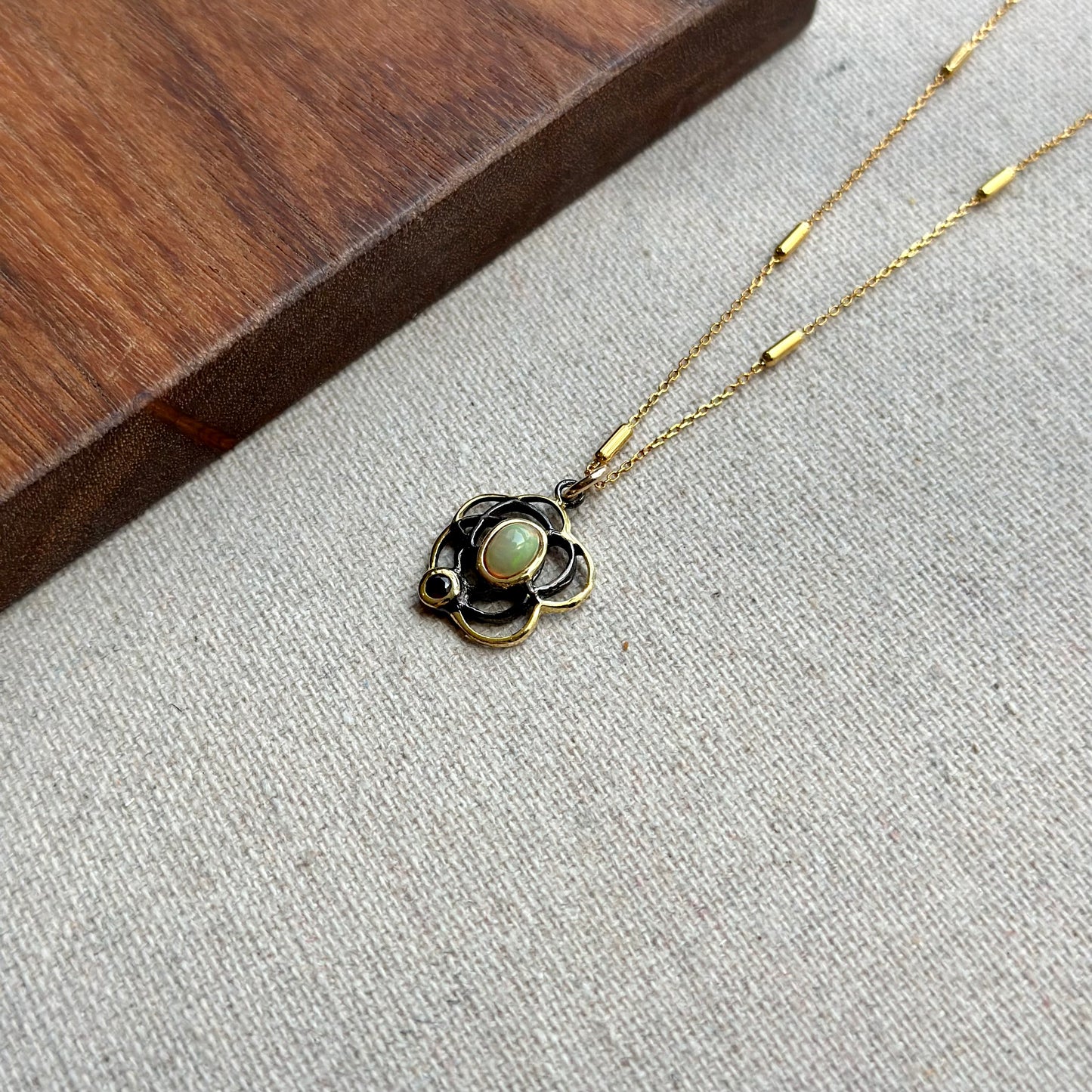 Opal And Garnet Gold-plated Sterling Silver Necklace