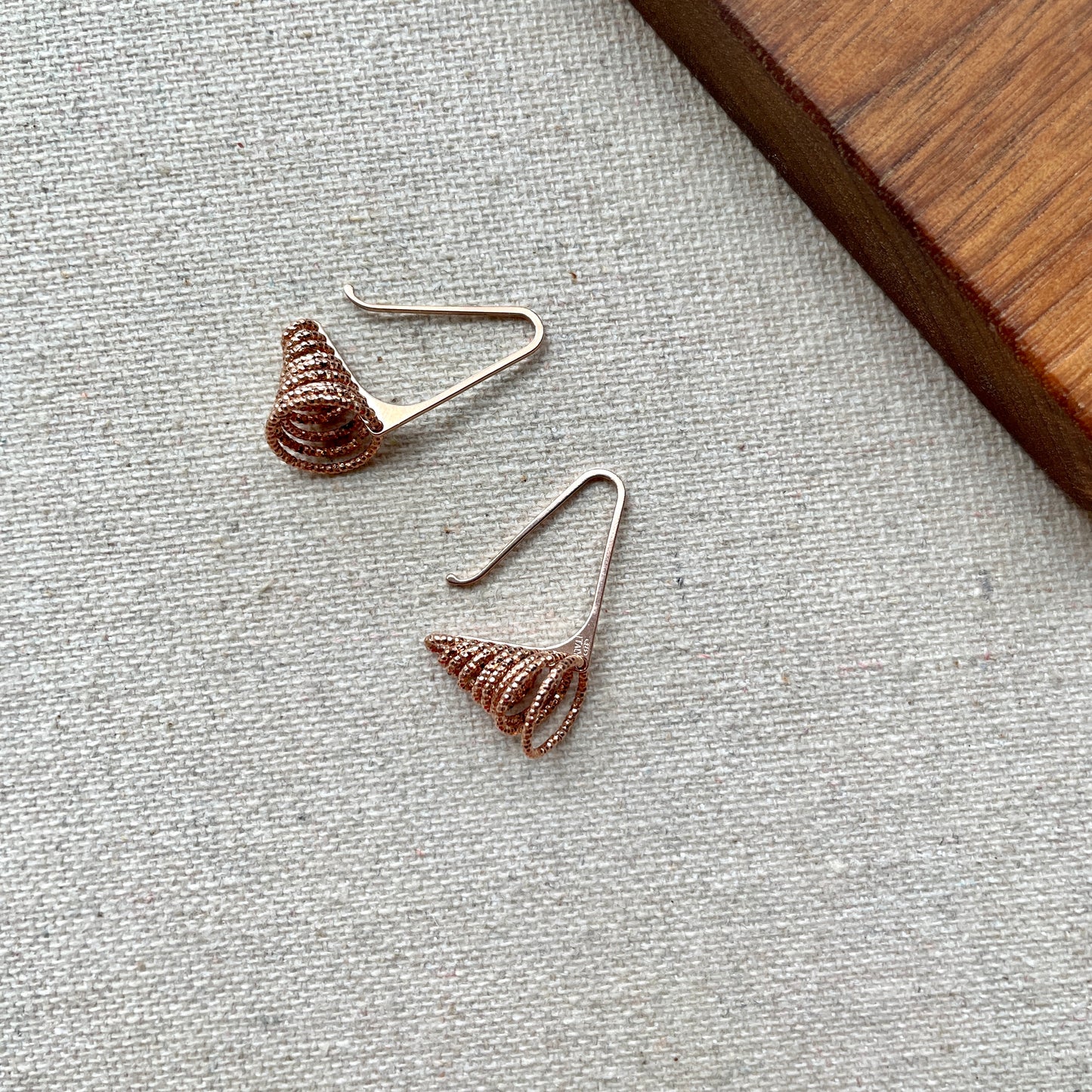 Rose Gold-plated Italian Sterling Silver Triangle-shaped Hoop Earring