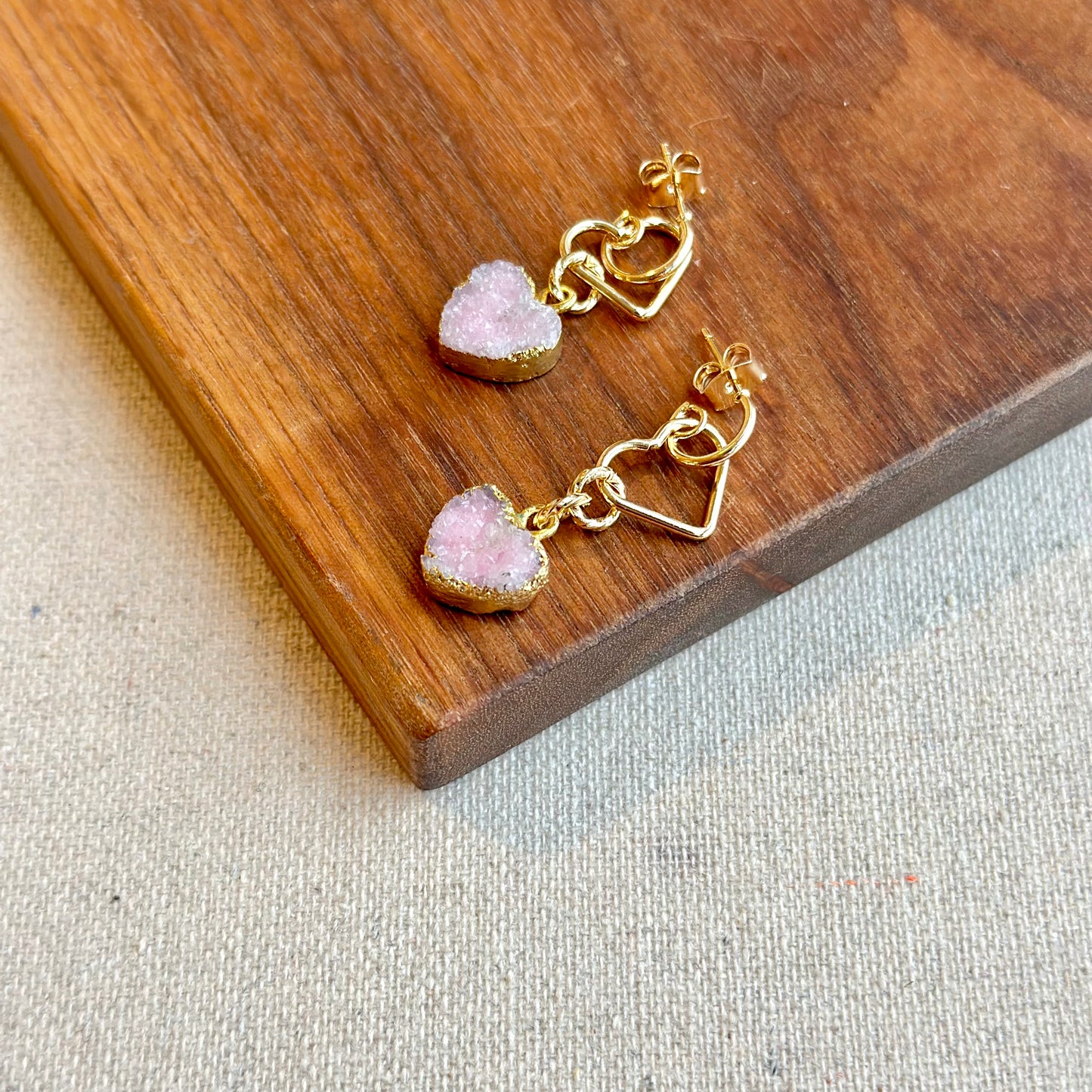 Druzy Heart Gold-plated Earring