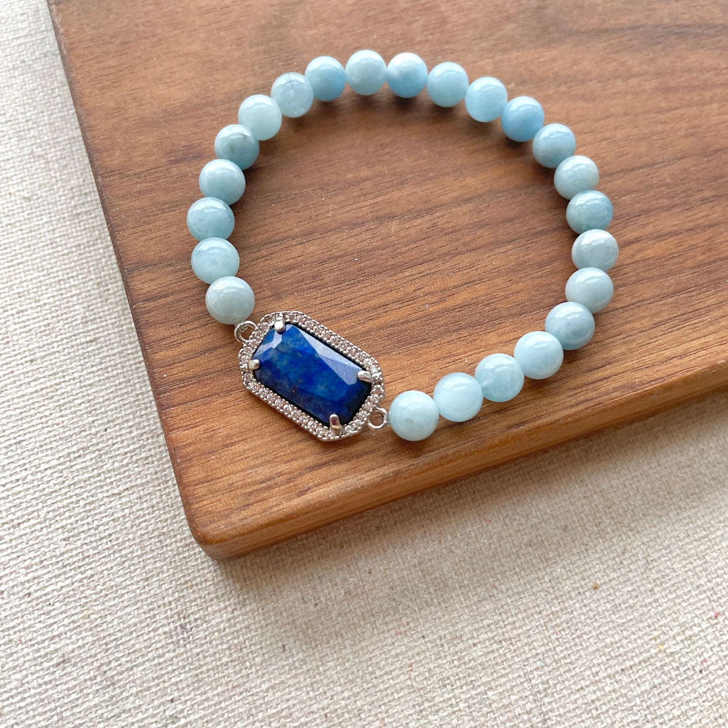 Lapis And Aquamarine Beaded Bracelet