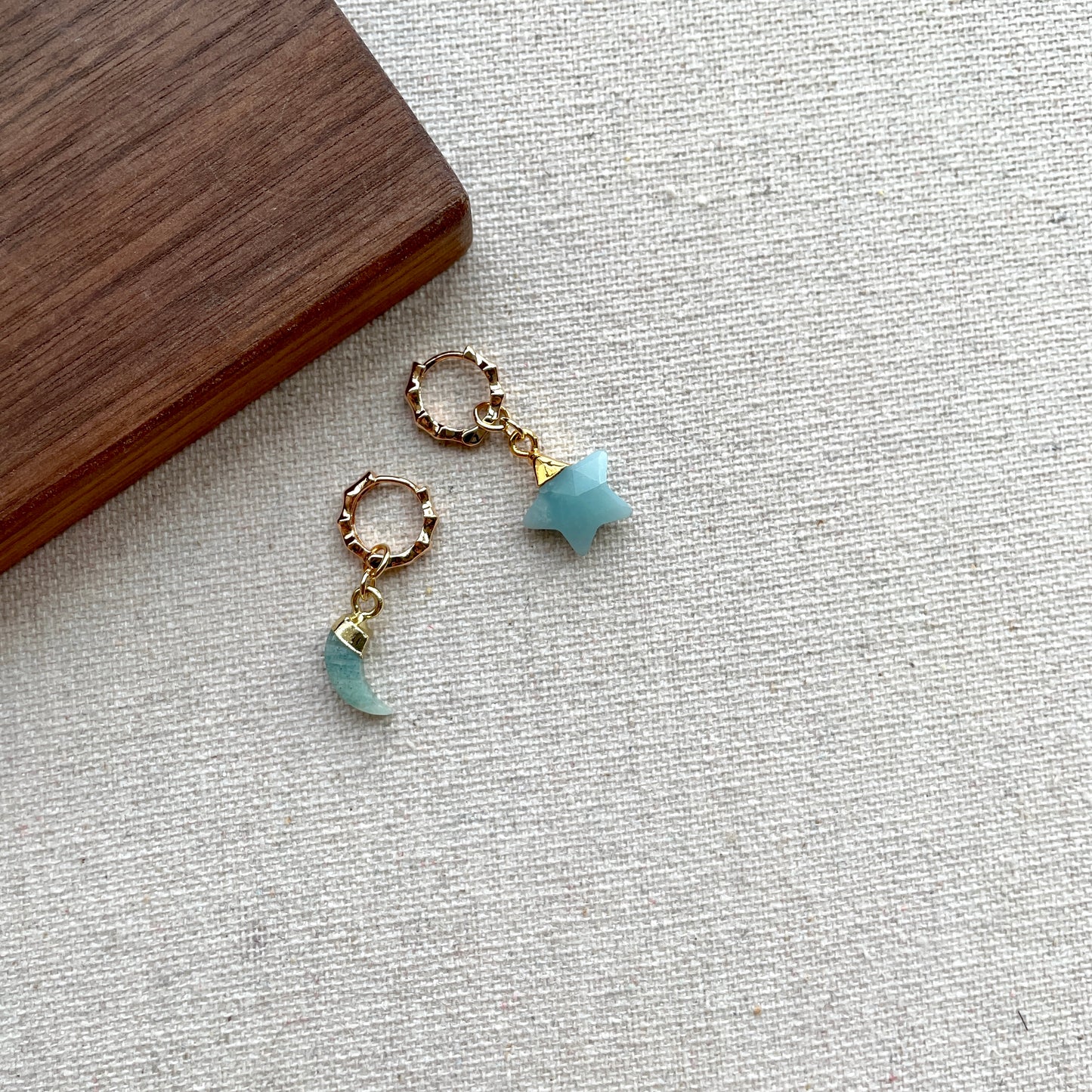 Amazonite Gold-plated Two-way Ear Hoop