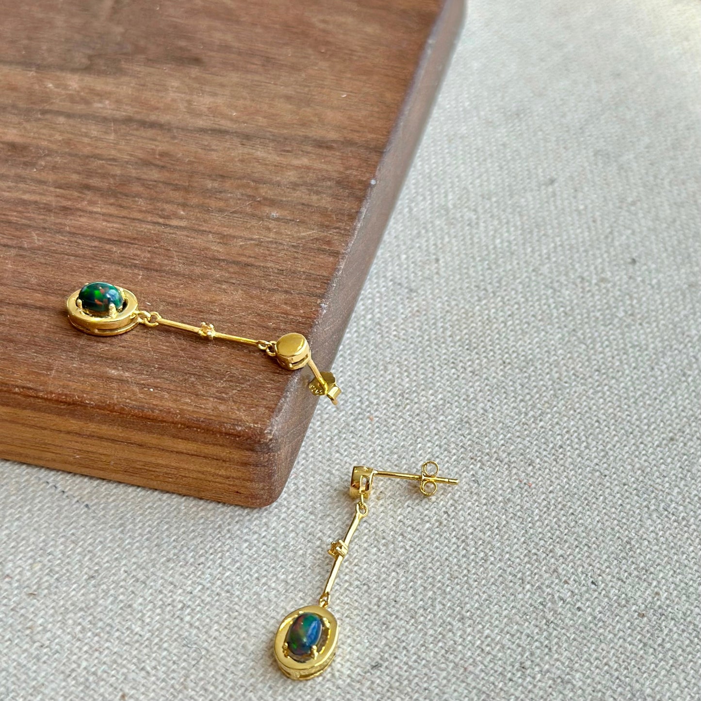 Black Opal And Citrine Gold-plated Sterling Earring