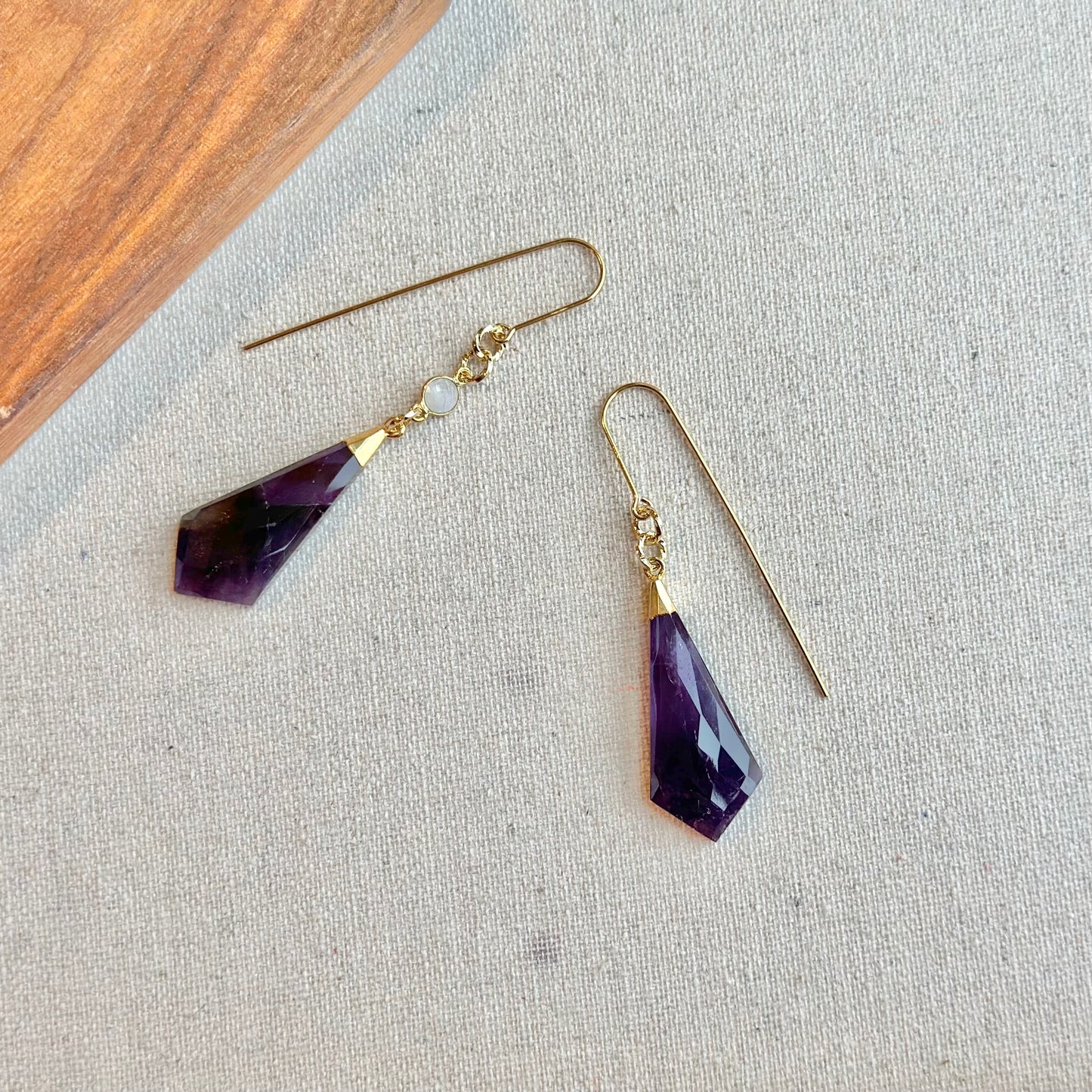 Amethyst And Moonstone Gold-plated Sterling Silver Earring