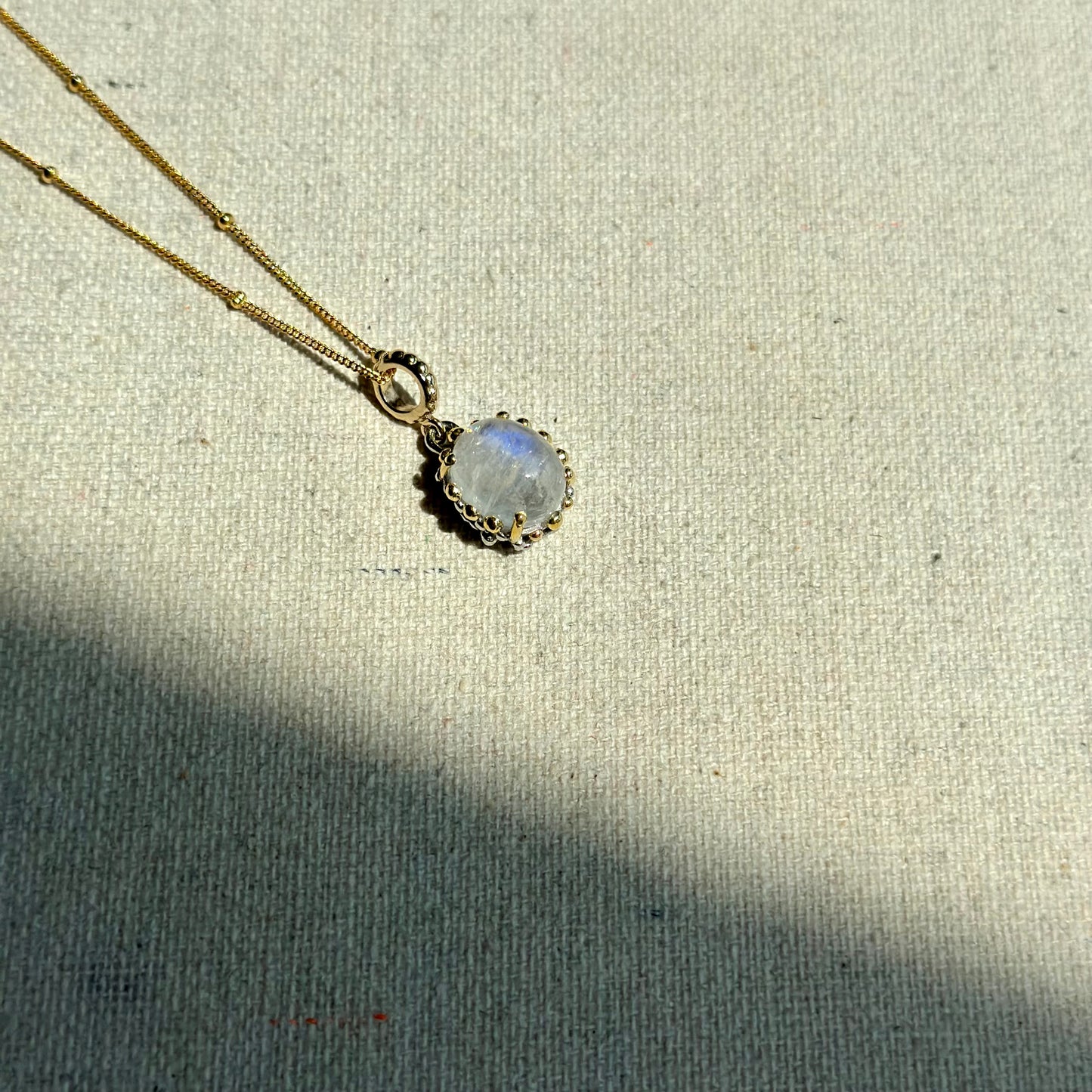 Moonstone Pendant Two-way Gold-plated Sterling Silver Necklace