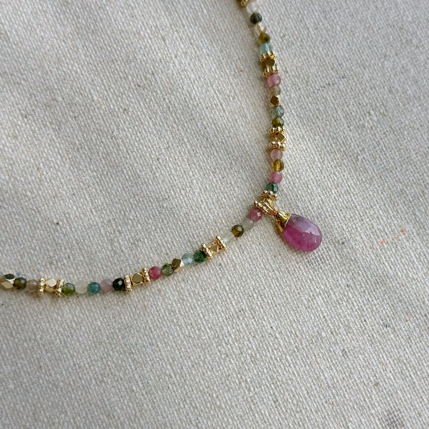 Tourmaline Mixed Beaded And Pink Tourmaline Necklace