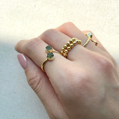 Raw Peridot Adjustable Adjustable Gold-plated Ring