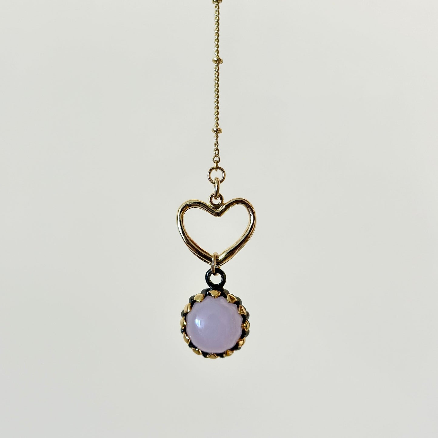 Rose Agate Heart Hoop Toggle Gold-plated Necklace