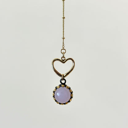 Rose Agate Heart Hoop Toggle Gold-plated Necklace