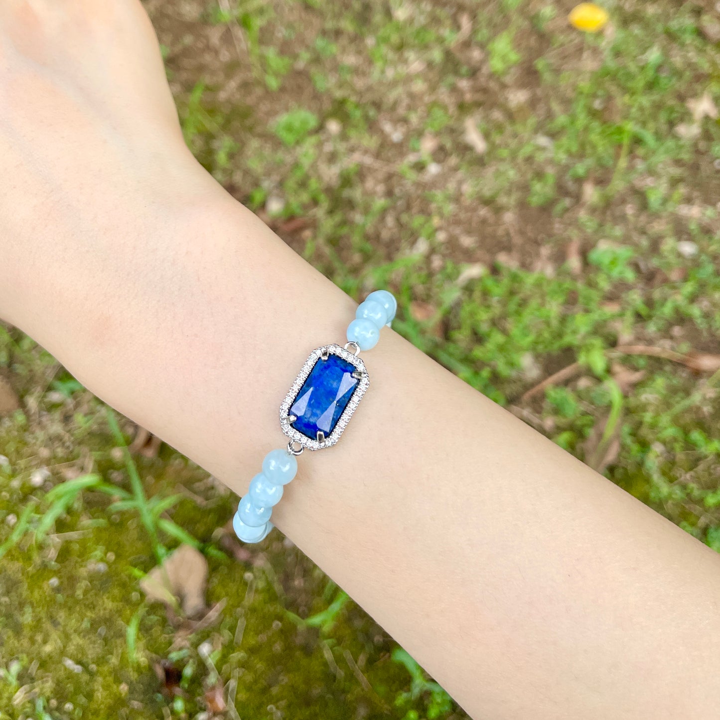 Lapis And Aquamarine Beaded Bracelet